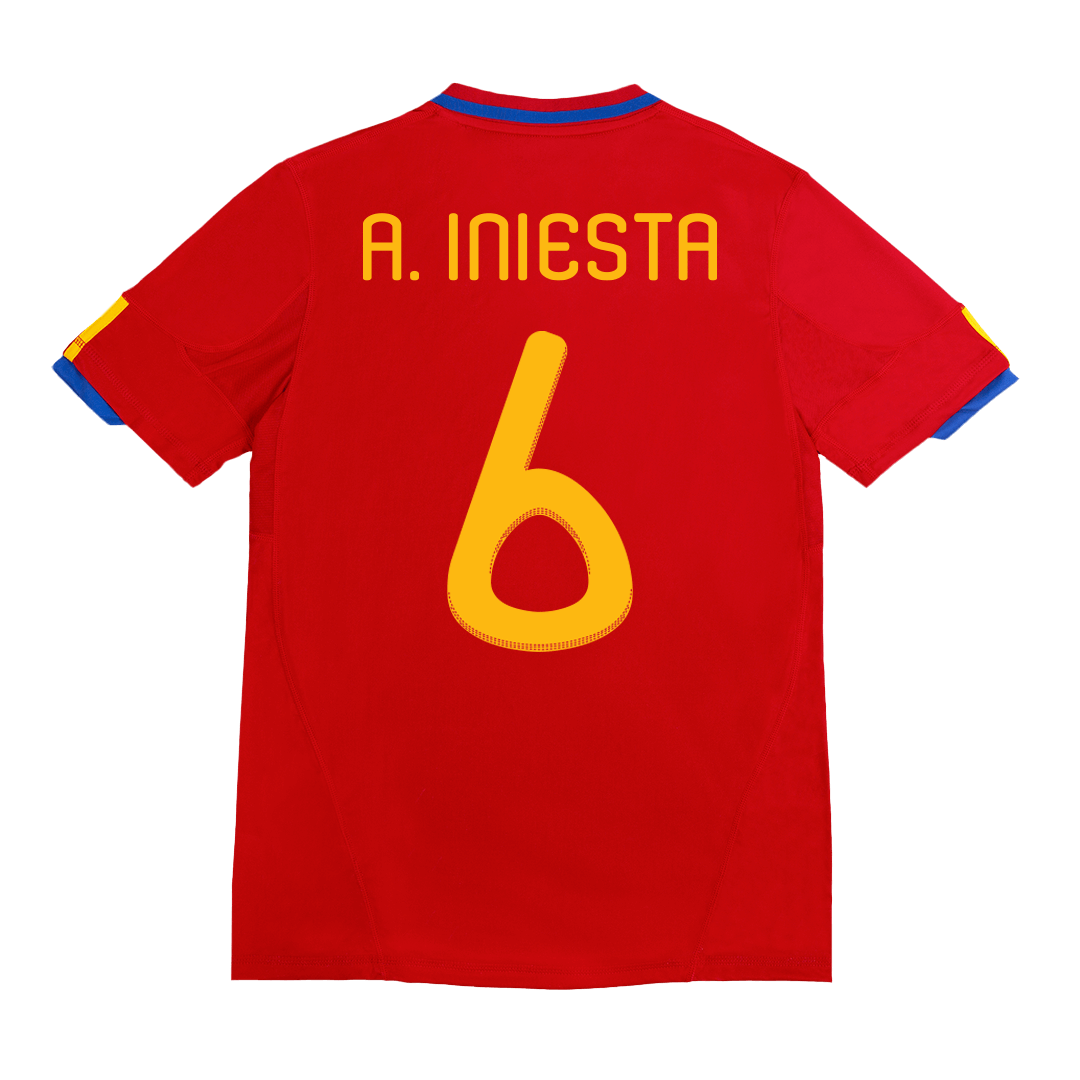 Retro A. INIESTA #6 2010 Spain Home  Soccer Jersey Top Dresy Shop