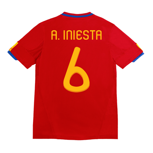 Retro A. INIESTA #6 2010 Spain Home  Soccer Jersey Top Dresy Shop