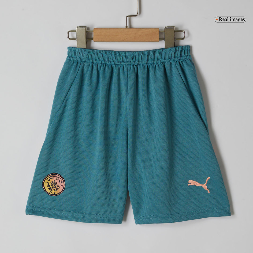 Kid's Manchester City Fourth Away  Soccer Jersey Kit(Jersey+Shorts) 2024/25- Definitely City (UCL) Top Dresy Shop