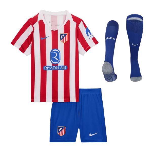Kid's Atletico Madrid Home Soccer Jersey Kit(Jersey+Shorts+Socks) 2025/26