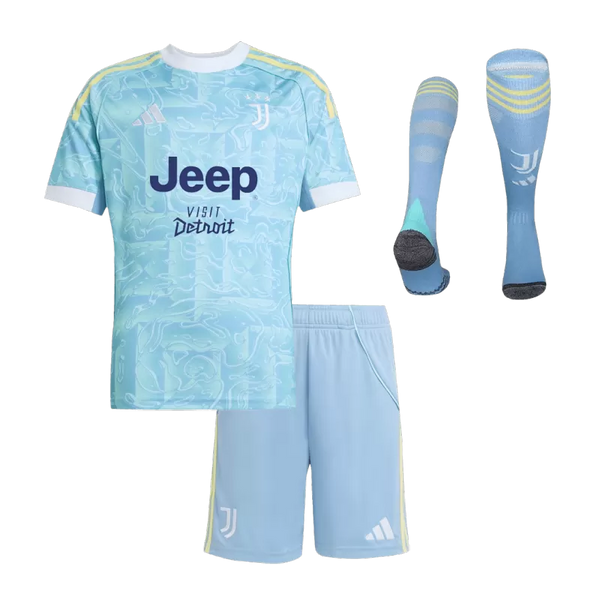 Kid's Juventus Away Soccer Jersey Kit(Jersey+Shorts+Socks) 2025/26