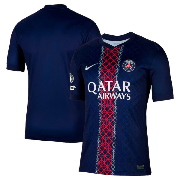 PSG Home Match Shirt 2025-26 with Champions League and UEFA Foundation 10th Anniversary Badge Go Game Wear