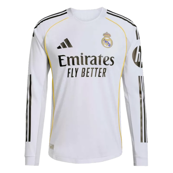 Player Version Real Madrid Home Long Sleeve Soccer Jersey 2025/26