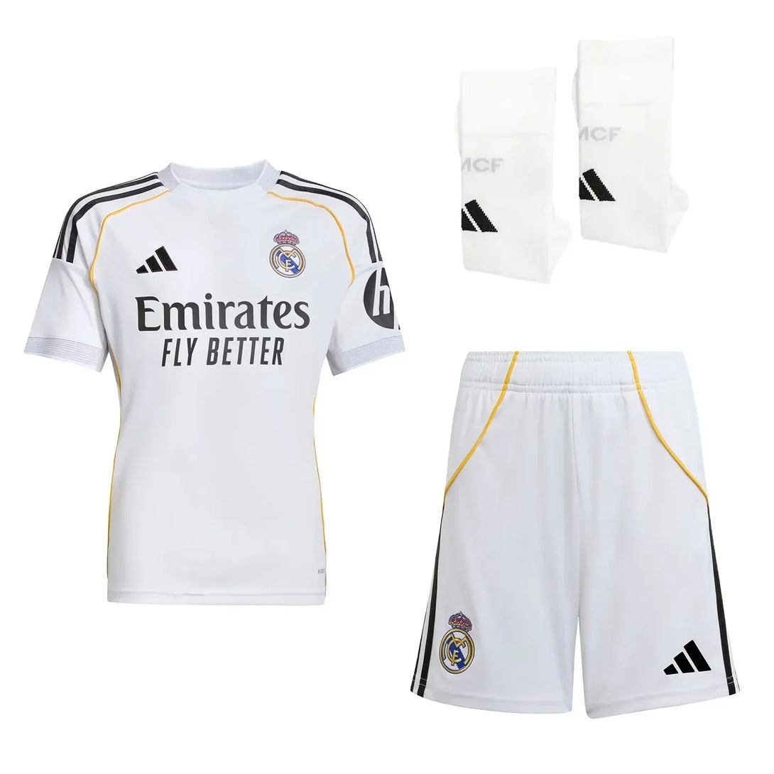 Kid's Real Madrid Home Soccer Jersey Kit(Jersey+Shorts+Socks) 2025/26 Go Game Wear