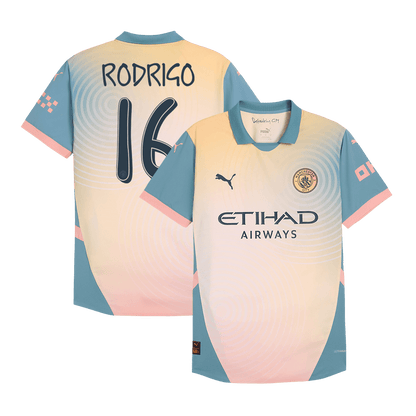 Player Version RODRIGO #16 Manchester City Fourth Away  Soccer Jersey 2024/25- Definitely City (UCL) Top Dresy Shop