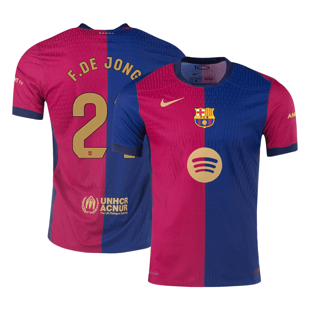 Player Version F.DE JONG #21 Barcelona Home  Soccer Jersey 2024/25 - Spotify Logo Without Text Top Dresy Shop