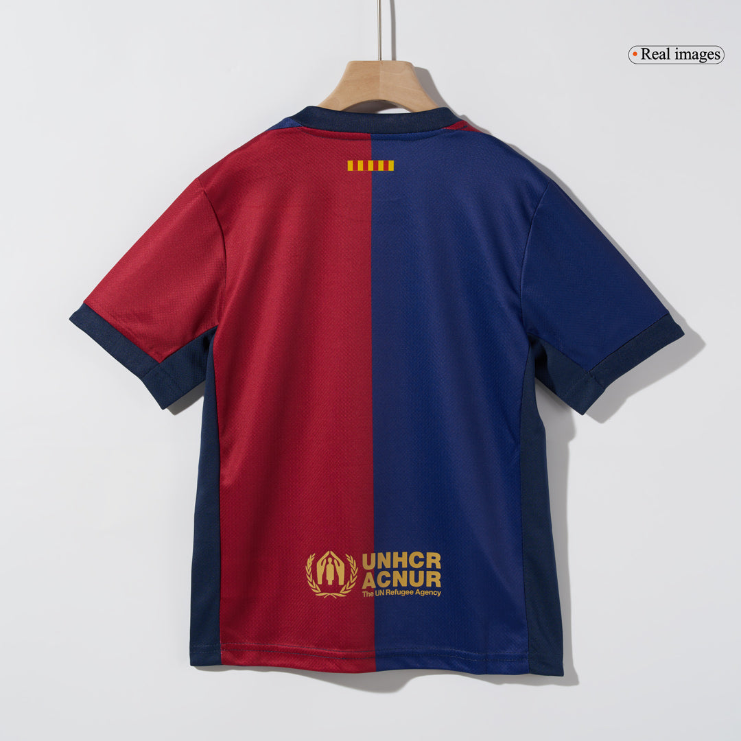 Kid's Barcelona Home  Soccer Jersey Kit(Jersey+Shorts) 2024/25 - COLDPLAY Top Dresy Shop