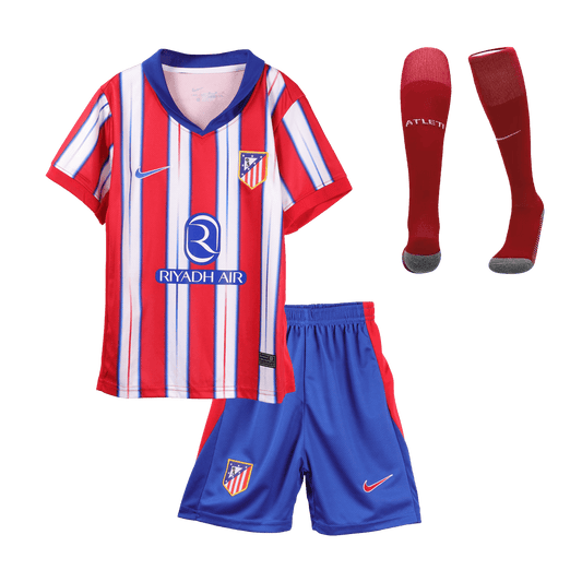 Kid's Atletico Madrid Home  Soccer Jersey Kit(Jersey+Shorts+Socks) 2024/25 Top Dresy Shop
