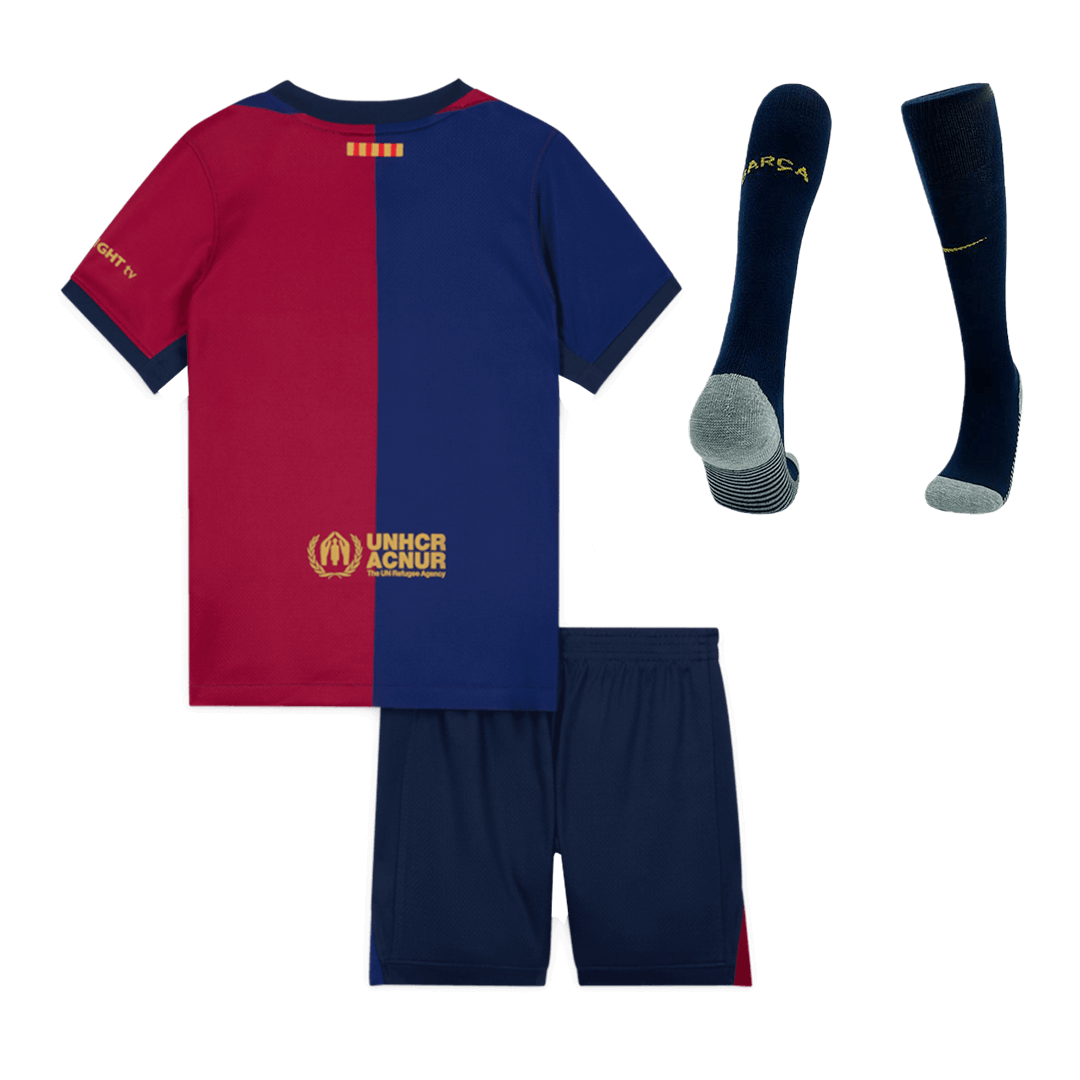 Kid's Barcelona Home  Soccer Jersey Kit(Jersey+Shorts+Socks) 2024/25 Top Dresy Shop