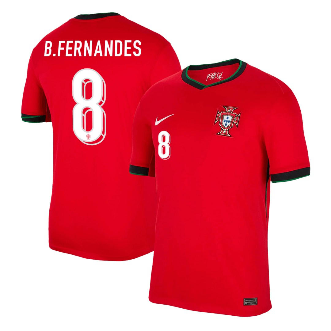 B.FERNANDES #8 Portugal Home  Soccer Jersey Euro 2024 Top Dresy Shop