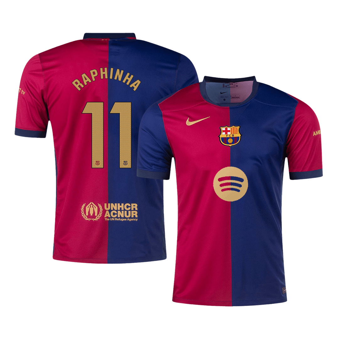 RAPHINHA #11 Barcelona Home  Soccer Jersey 2024/25 -?Spotify Logo Without Text? Top Dresy Shop