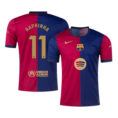 RAPHINHA #11 Barcelona Home  Soccer Jersey 2024/25 -?Spotify Logo Without Text? Top Dresy Shop