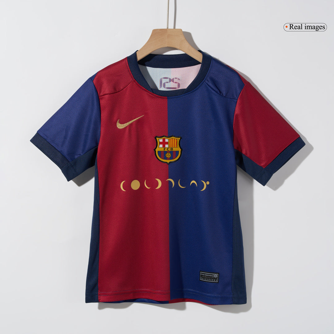 Kid's Barcelona Home  Soccer Jersey Kit(Jersey+Shorts) 2024/25 - COLDPLAY Top Dresy Shop