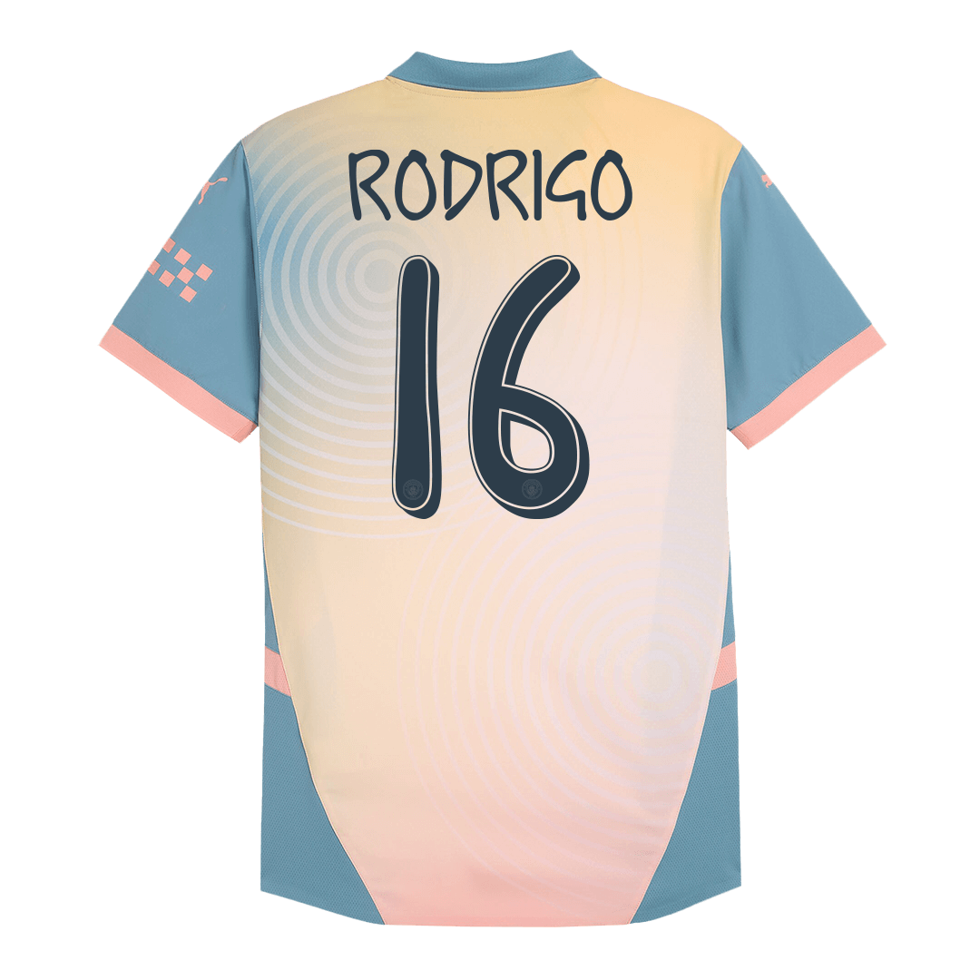 Player Version RODRIGO #16 Manchester City Fourth Away  Soccer Jersey 2024/25- Definitely City (UCL) Top Soccer Jerseys Store