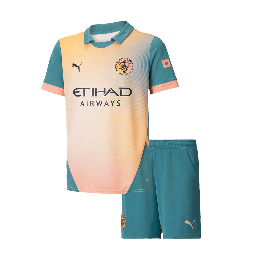 Kid's Manchester City Fourth Away  Soccer Jersey Kit(Jersey+Shorts) 2024/25- Definitely City (UCL) Top Dresy Shop