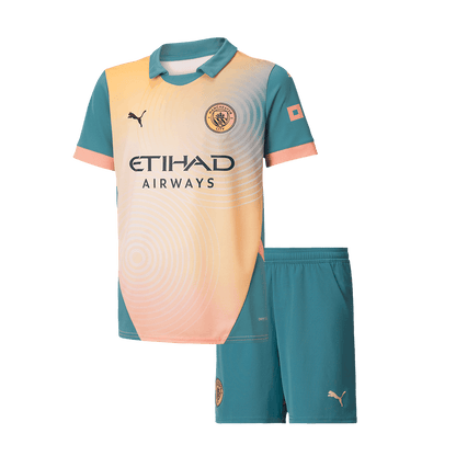 Kid's Manchester City Fourth Away  Soccer Jersey Kit(Jersey+Shorts) 2024/25- Definitely City (UCL) Top Dresy Shop