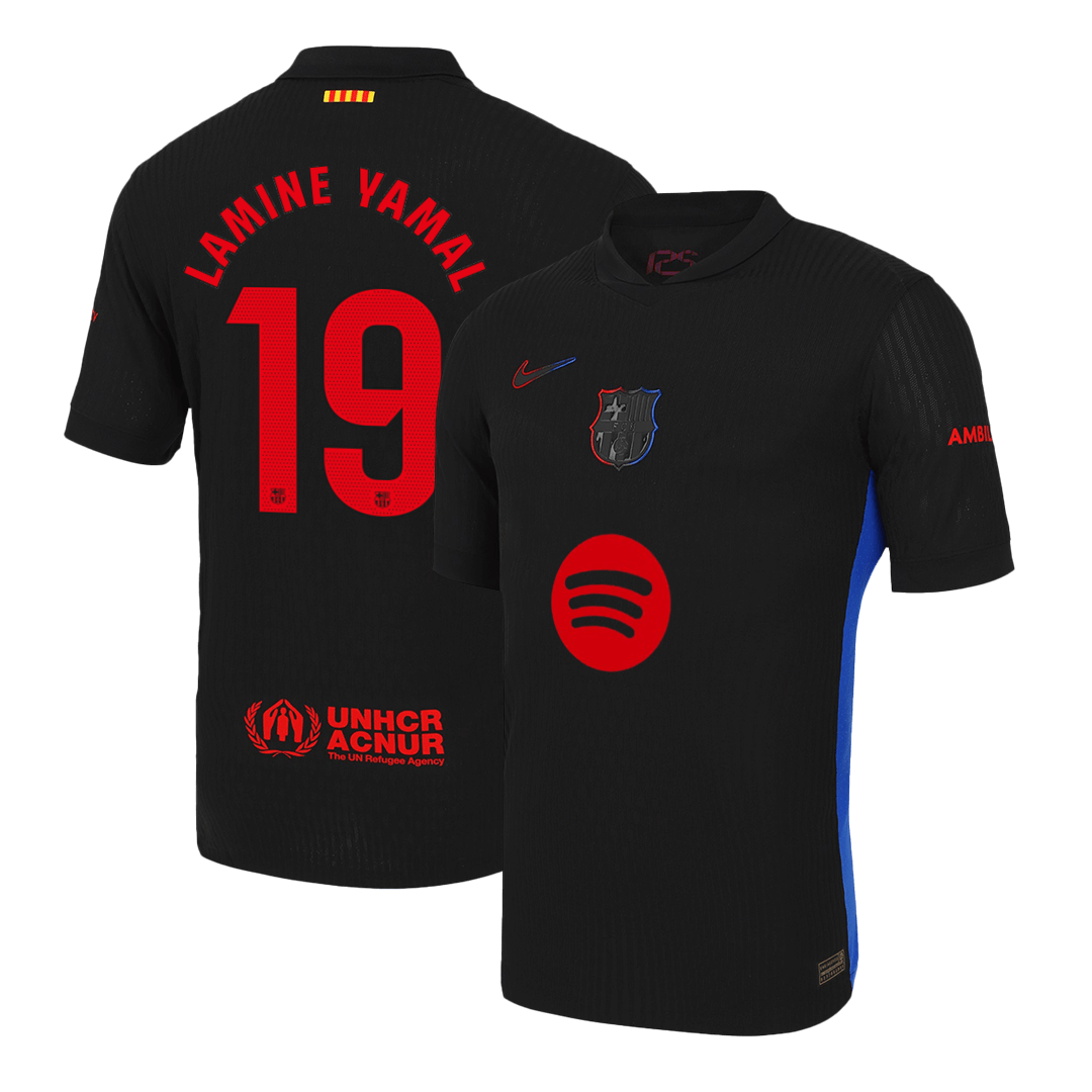 Player Version LAMINE YAMAL #19 Barcelona Away  Soccer Jersey 2024/25 - Spotify Logo Without Text Top Dresy Shop