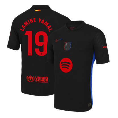 Player Version LAMINE YAMAL #19 Barcelona Away  Soccer Jersey 2024/25 - Spotify Logo Without Text Top Dresy Shop