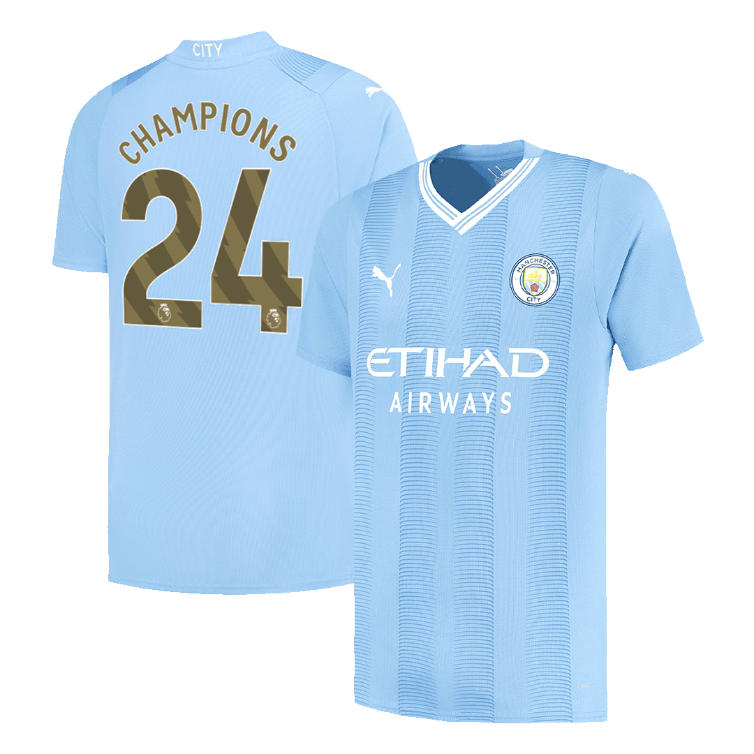 CHAMPIONS #24 Manchester City Home  Soccer Jersey 2023/24 Top Dresy Shop