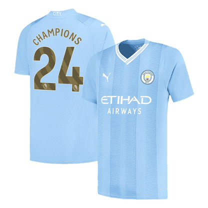 CHAMPIONS #24 Manchester City Home  Soccer Jersey 2023/24 Top Dresy Shop