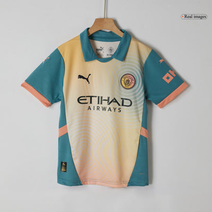 Kid's Manchester City Fourth Away  Soccer Jersey Kit(Jersey+Shorts) 2024/25- Definitely City (UCL) Top Dresy Shop
