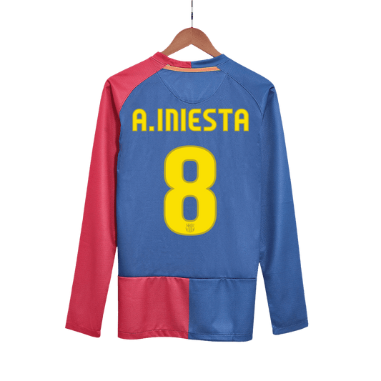 Retro A.INIESTA #8 2008/09 Barcelona Home Long Sleeve  Soccer Jersey- UCL Final Top Dresy Shop