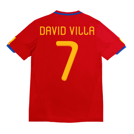 Retro DAVID VILLA #7 2010 Spain Home  Soccer Jersey Top Dresy Shop
